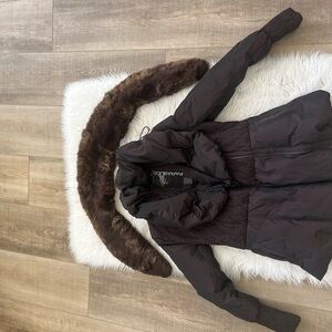 VTG Parasuco down/ feathers ski snow jacket coat rabbit fur trim size XXS EUC